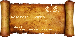 Kemenczei Barna névjegykártya
